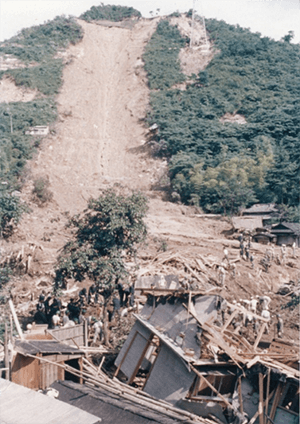 水害を受けた市ケ原（昭和42年）