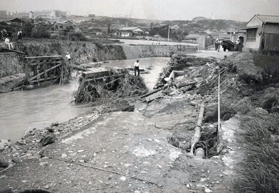 流失した瑞穂橋・福田川