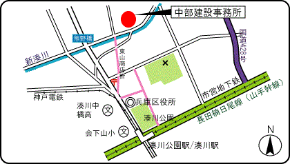 中部建設事務所への地図